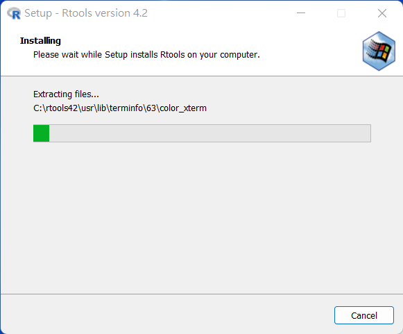 正在安裝 RTools