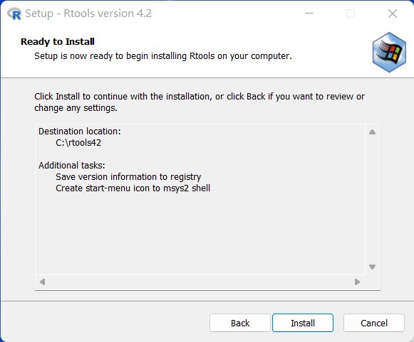 準備安裝 RTools